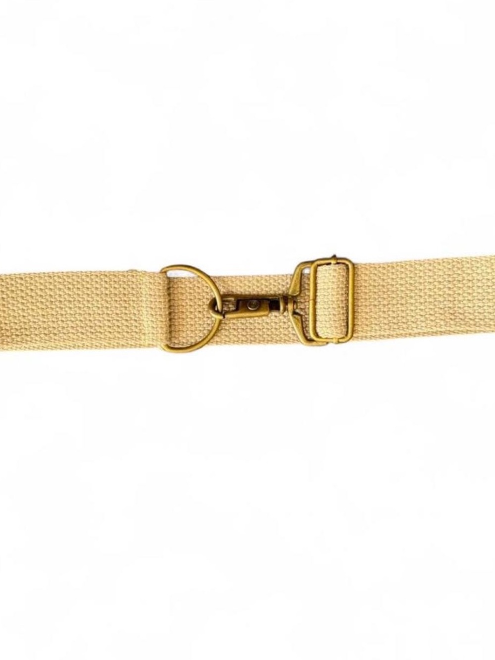 Canvas Utility Belt with Antique Brass Hardware - Beige